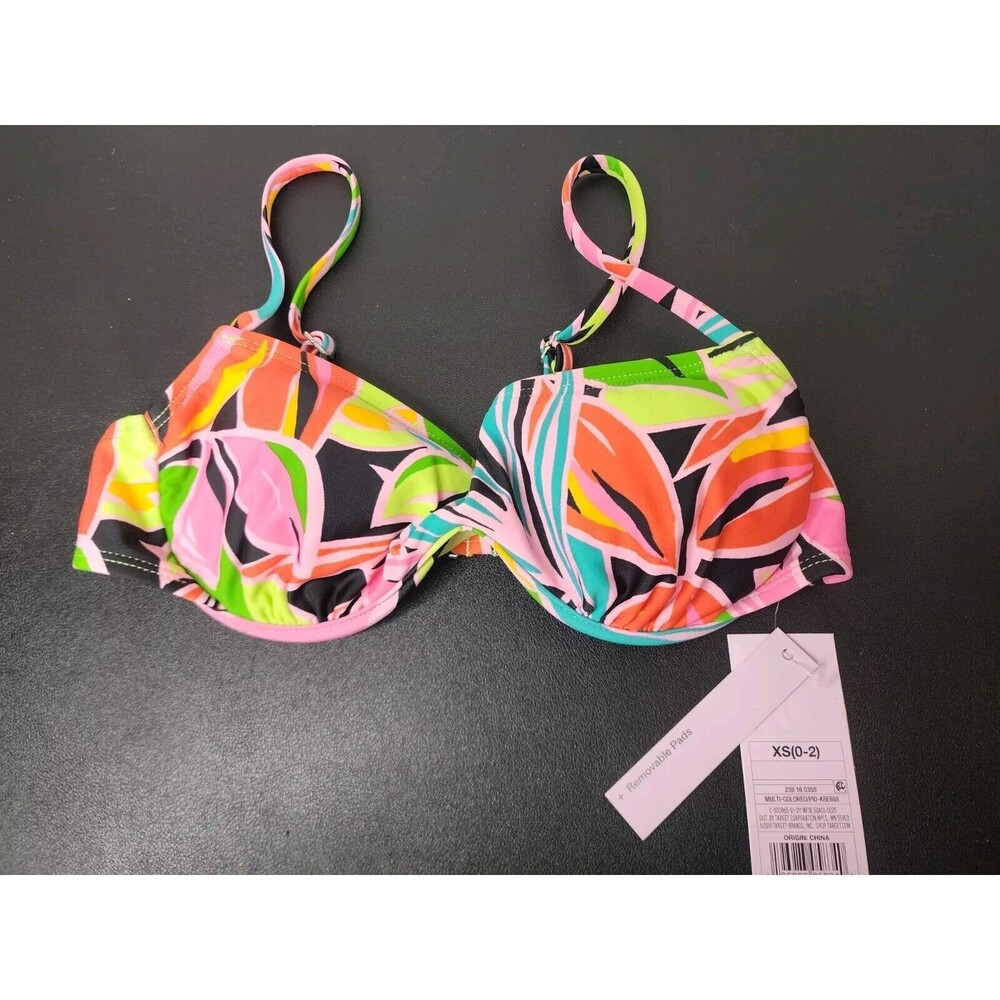 Women's Underwire Bralette Bikini Swim Top  Wild Fable Tropical Size X-Small XS
